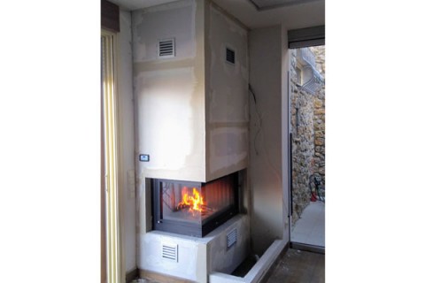 energy save fireplace T 75 two side Misailidis 40 cm glass