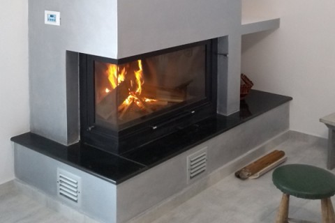 Ενεργειακό τζάκι αερόθερμο λεπτομέρεια