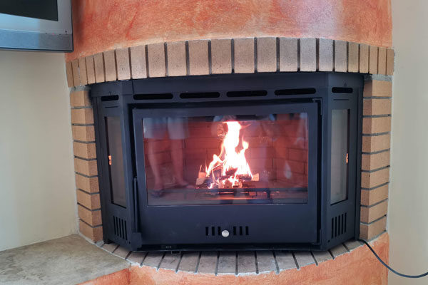 energy save fireplace thermozel polygon in place close up