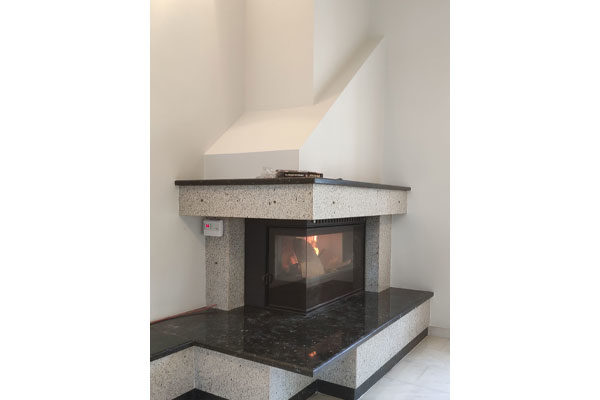 fireplace after the placement of energy save kasette sener corner superkamin