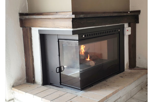 fireplace after the installation of an energy save cassette superkamin insert sener corner