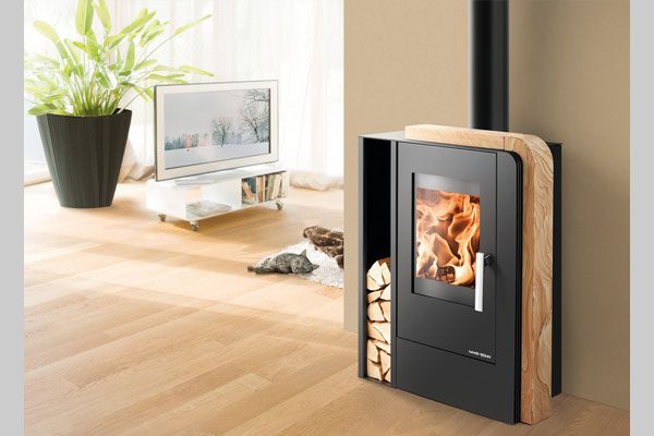 energy save wood stove ARUBA EASY color black and stone woodstone 1
