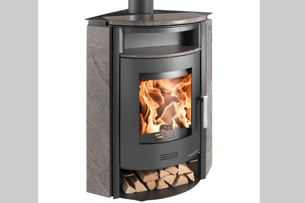 energy save wood stove KUOPIO II gray color and stone paradiso