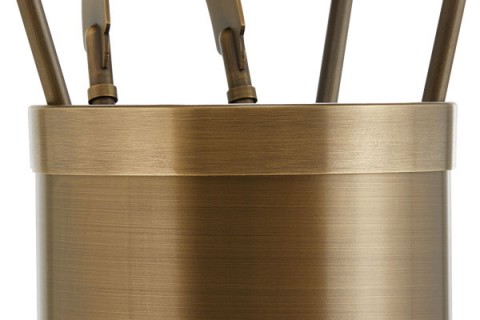 Fireplace accessories bucket with tools Κ10 - 1200 bronze details