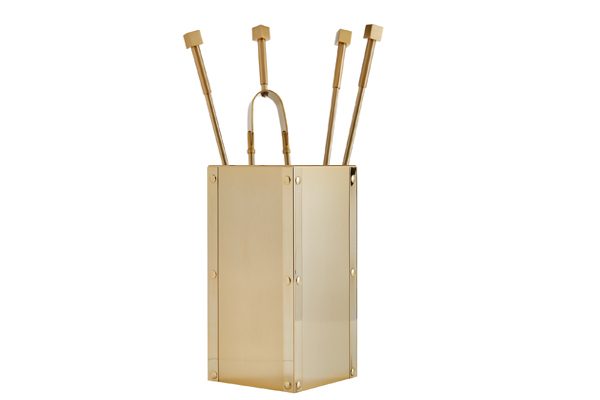 Fireplace accessories bucket with tools Κ26 - 1220 oro mat - oro