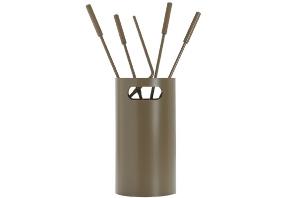 Fireplace accessories bucket with tools Κ32 - 1230 olive brown