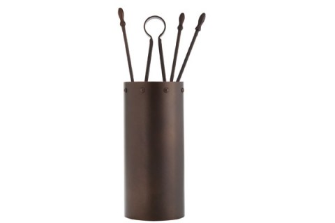 Fireplace accessories bucket with tools Κ05 - 0671 antique rust