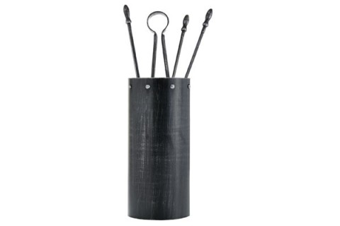Fireplace accessories bucket with tools Κ05 - 0671 crem - silver patina