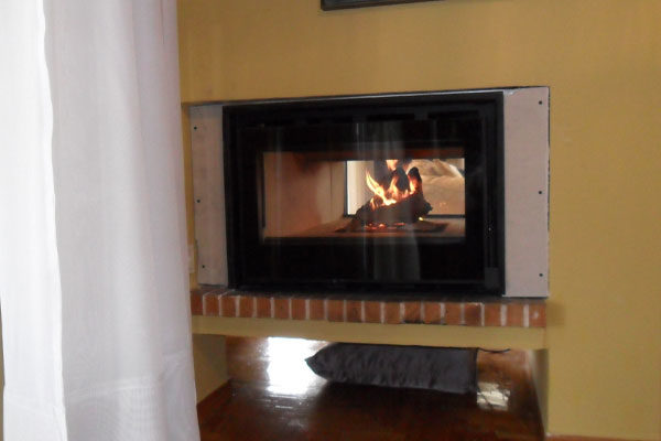 fireplace after the placement of energy kasette see through thermozel  side
