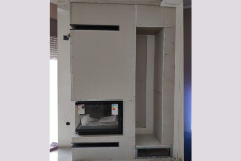 kratki natural flow air fireplace two sided in place front view maja