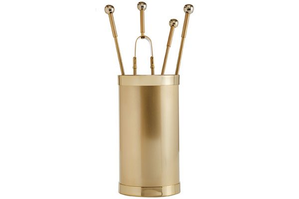 Fireplace accessories bucket with tools Κ10 - 1150 oro mat - oro