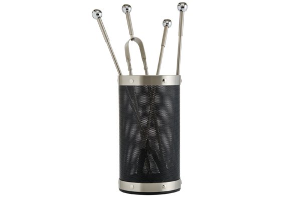 Fireplace accessories bucket with tools Κ16 - 1150 black - nickel mat