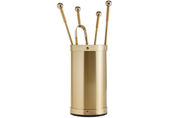 Fireplace accessories bucket with tools Κ02 - 1150 oro mat - oro