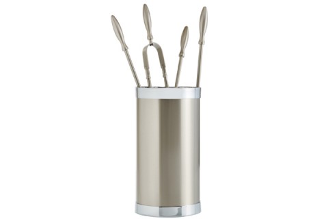 Fireplace accessories bucket with tools Κ10 - 1190 nickel mat - chrome