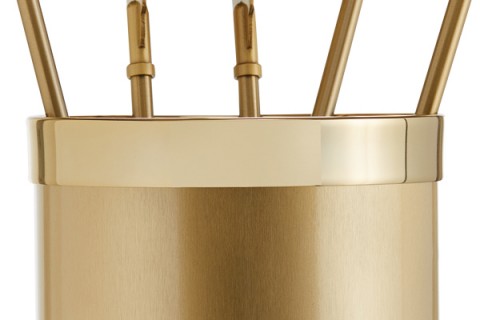 Fireplace accessories bucket with tools Κ10 - 1190 oro mat - oro details