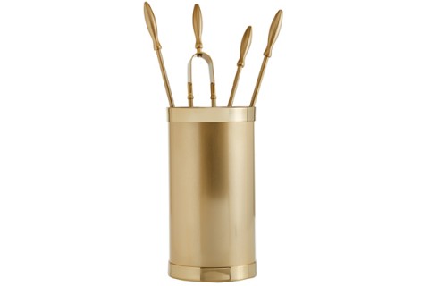 Fireplace accessories bucket with tools Κ10 - 1190 oro mat - oro