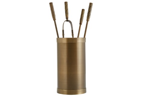 Fireplace accessories bucket with tools Κ10 - 1195 bronze