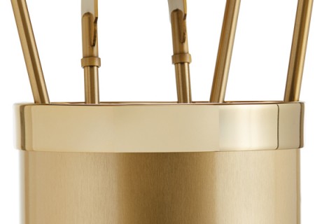 Fireplace accessories bucket with tools Κ10 - 1195 oro mat - oro details