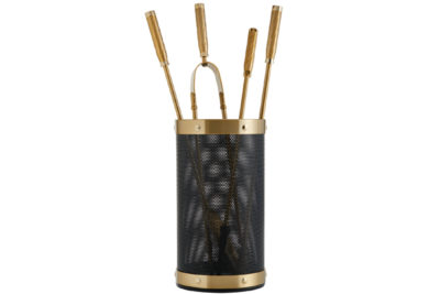 Fireplace accessories bucket with tools Κ16 - 1195 black - oro mat