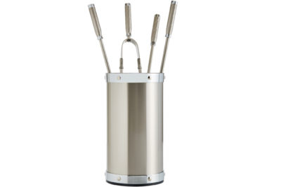 Fireplace accessories bucket with tools Κ02 - 1195 nickel mat - chrome details