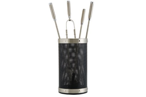 Fireplace accessories bucket with tools Κ16 - 1200 black - nickel mat