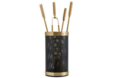 Fireplace accessories bucket with tools Κ16 - 1200 black - oro mat