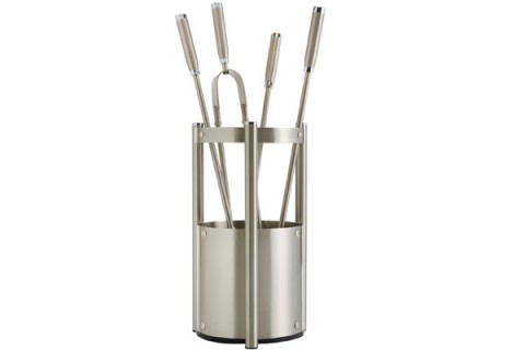Fireplace accessories bucket with tools Κ27 - 1200 nickel mat - chrome