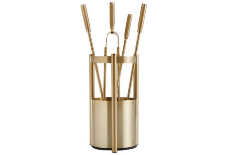 Fireplace accessories bucket with tools Κ27 - 1200 oro mat - oro
