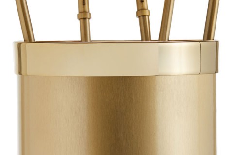 Fireplace accessories bucket with tools Κ10 - 1205 oro mat - oro details