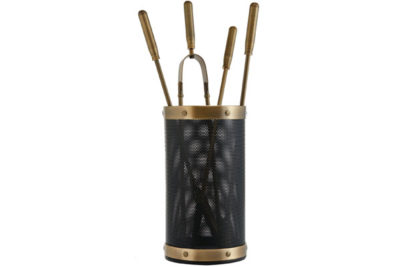 Fireplace accessories bucket with tools Κ16 - 1205 black - bronze