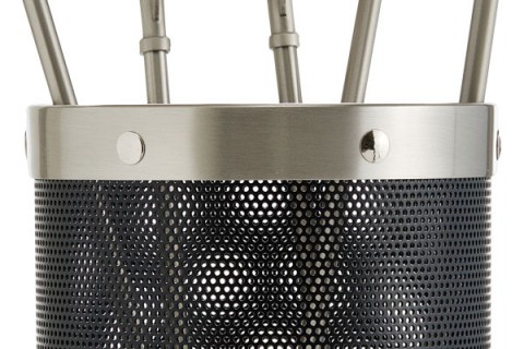 Fireplace accessories bucket with tools Κ16 - 1205 black - nickel mat details