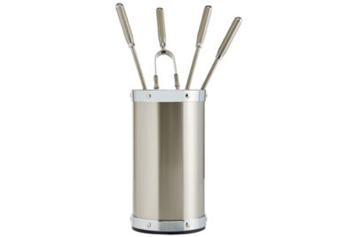 Fireplace accessories bucket with tools Κ02 - 1205 nickel mat - chrome details