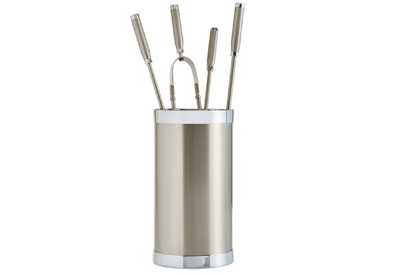 Fireplace accessories bucket with tools Κ10 - 1210 nickel mat - chrome