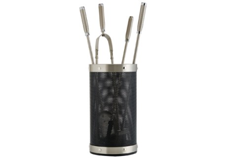 Fireplace accessories bucket with tools Κ16 - 1210 black - nickel mat