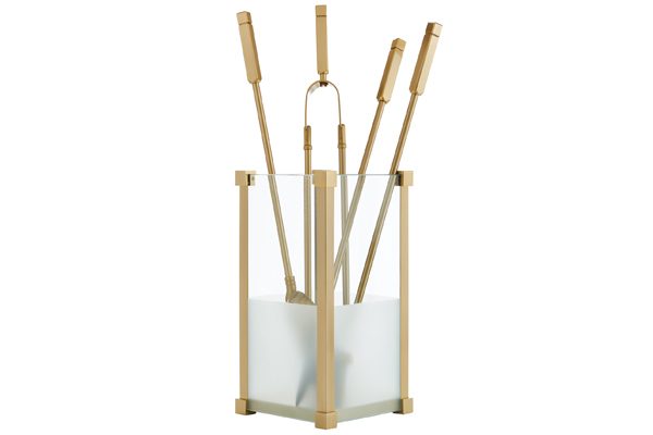 Fireplace accessories bucket with tools Κ20 - 1215 oro mat