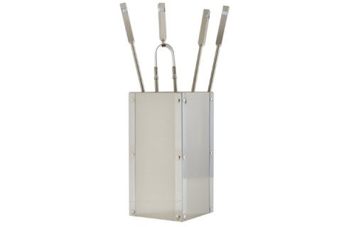 Fireplace accessories bucket with tools Κ26 - 1225 nickel mat - chrome