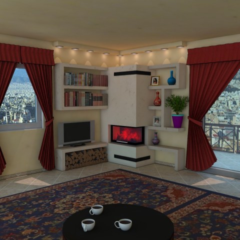 2 face fireplace 103