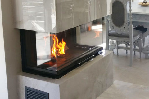 energy save fireplace tf  camino design three sided left view