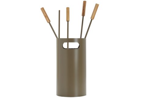 Fireplace accessories bucket with tools K32-1240 Olive Brown