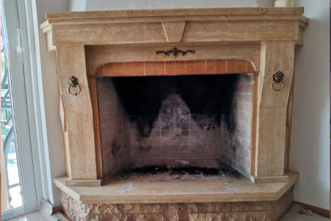 a fireplace before the placement of energy kasette rand angle  invicta