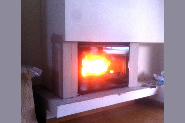 fireplace after placement of energy save kasette insert grand angle from invicta and removal of firebrick