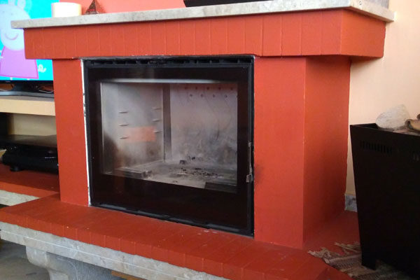 fireplace after the placement of energy save kasette insert grand angle from invicta