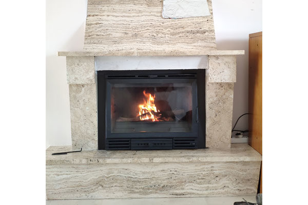 fireplace after the installation of a energy save cassette invicta insert grande vision
