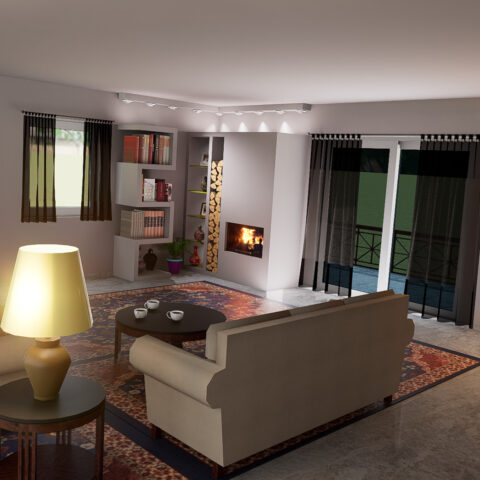 middle fireplace 102