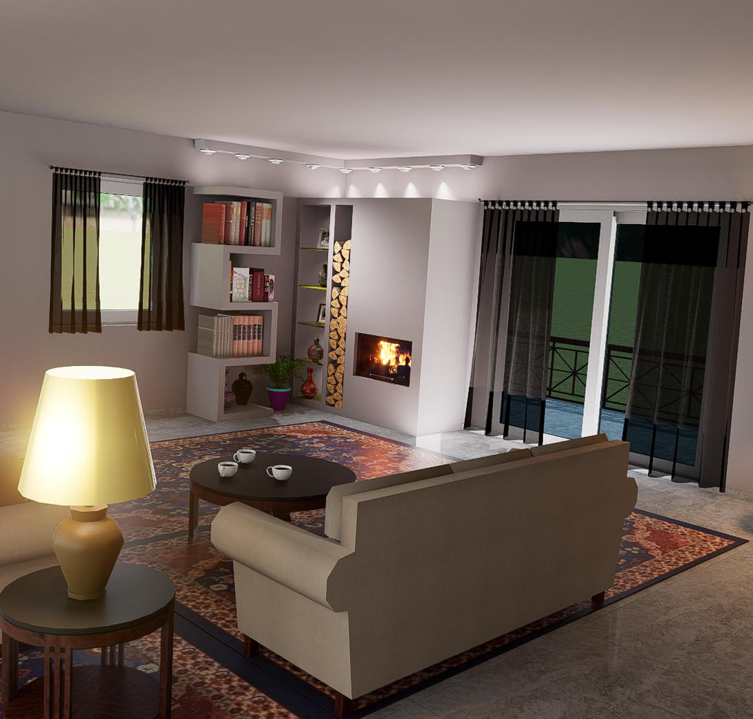 middle fireplace 102